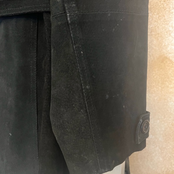 Women’s Black Double-Breasted Suede Leather Jacket - Picture 4 of 4